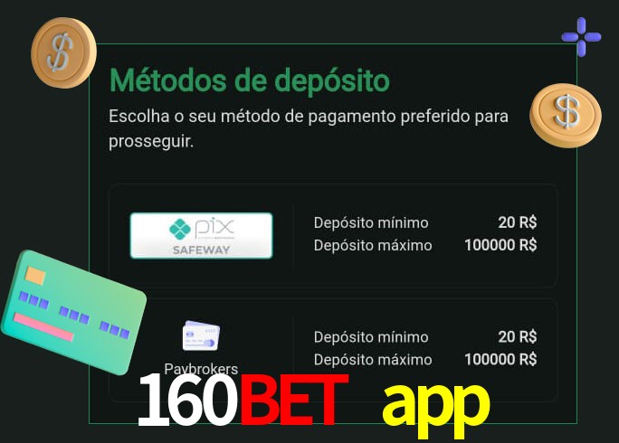 O cassino 160bet app oferece uma grande variedade de métodos de pagamento